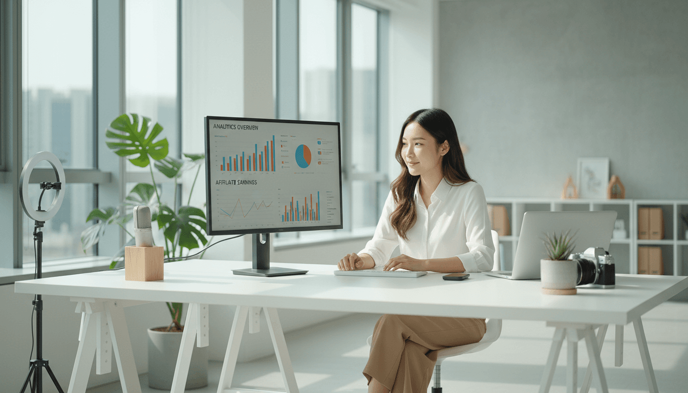Affiliate marketer reviewing performance analytics