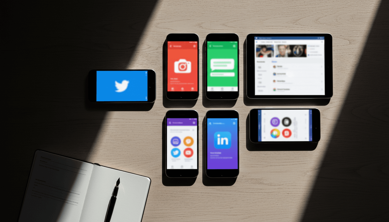 Multiple devices showing social media platforms and engagement metrics for affiliate marketers